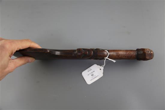 A Maori Wahaika Tiki hardwood war club 13.25in.